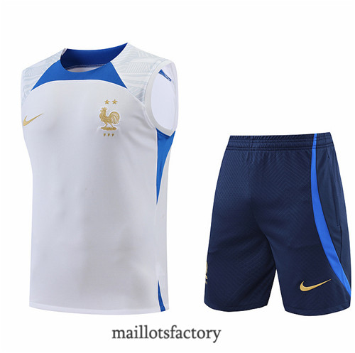 Achat Kit d'entrainement Maillot du France Debardeur 2022/23 Blanc/Bleu Marine y860