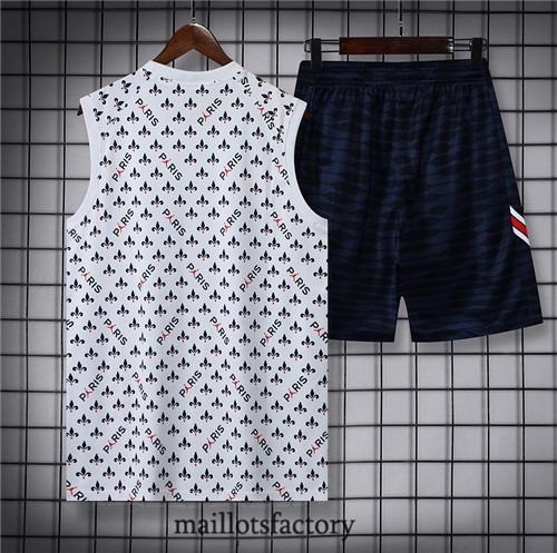 Achat Kit d'entrainement Maillot du Paris PSG Debardeur 2022/23 Blanc/Bleu Marine y826