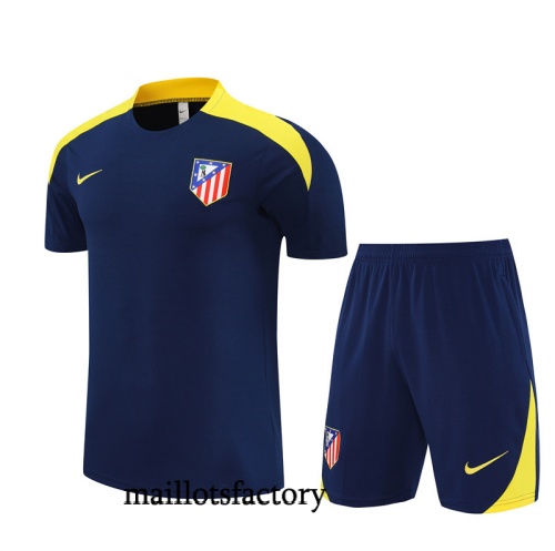 Achat Maillot d'entrainement Atletico Madrid Enfant + Shorts 2025/26 Bleu Marine/Jaune Kit