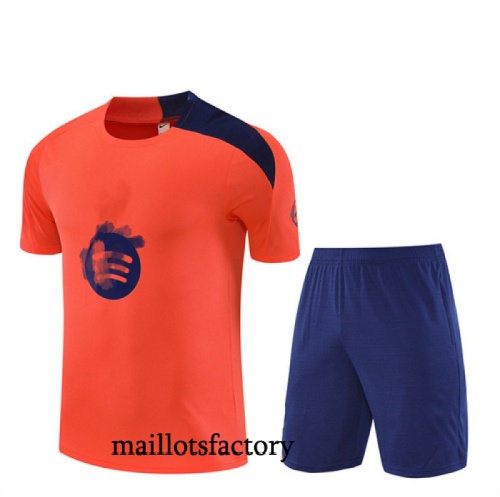 Grossiste Maillot d'entrainement Barcelone Enfant + Shorts 2025/26 Orange/Bleu Marine Kit