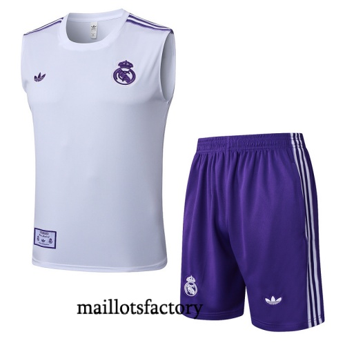 Site Maillot d'entrainement Real Madrid Debardeur 2025/26 Blanc/Violet Kit