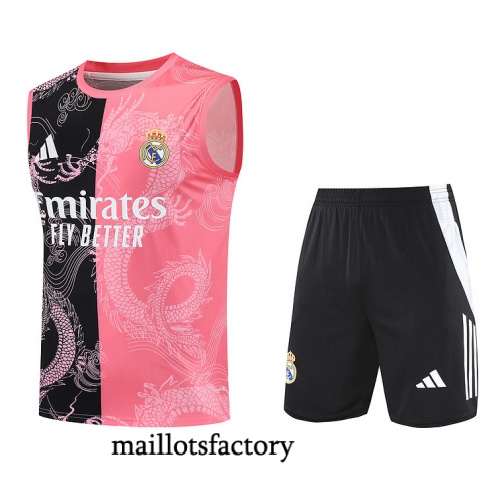 Grossiste Maillot d'entrainement Real Madrid Debardeur 2025/26 Rose/Noir/Blanc Kit