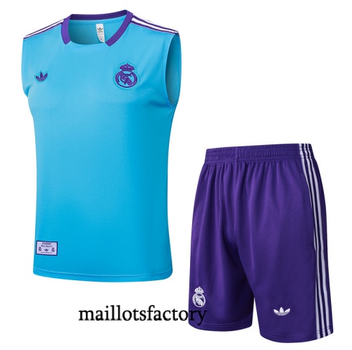 Site Maillot d'entrainement Real Madrid Debardeur 2025/26 Bleu Clair/Violet/Blanc Kit