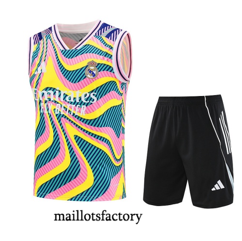 Grossiste Maillot d'entrainement Real Madrid Debardeur 2025/26 Vert/Rose/Jaune/Noir Kit
