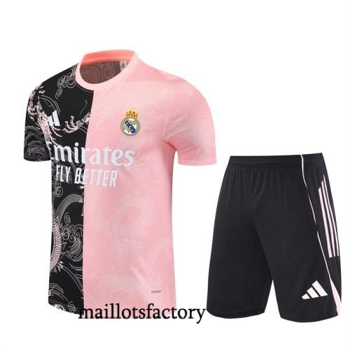 Site Maillot d'entrainement Real Madrid Enfant + Shorts 2025/26 Noir/Rose Kit