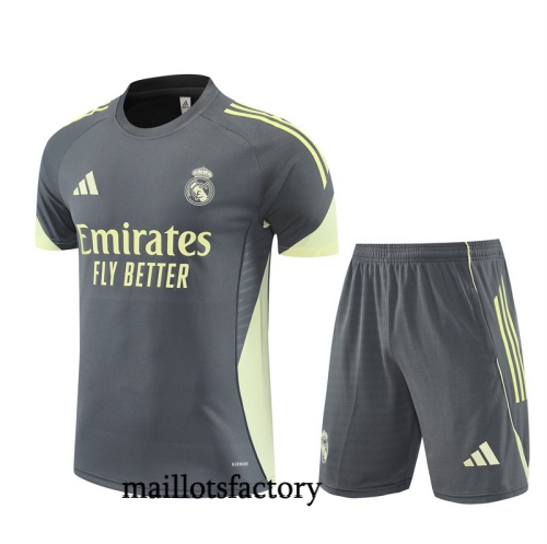 Soldes Maillot d'entrainement Real Madrid Enfant + Shorts 2025/26 Bleu Marine/Jaune Kit