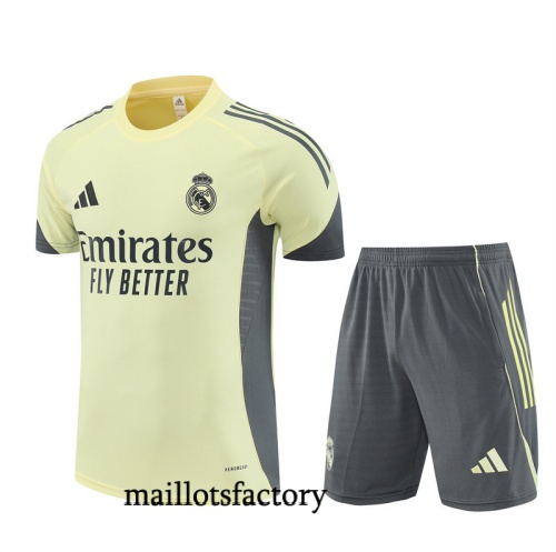 Achetez Maillot d'entrainement Real Madrid Enfant + Shorts 2025/26 Jaune/Bleu Marine Kit