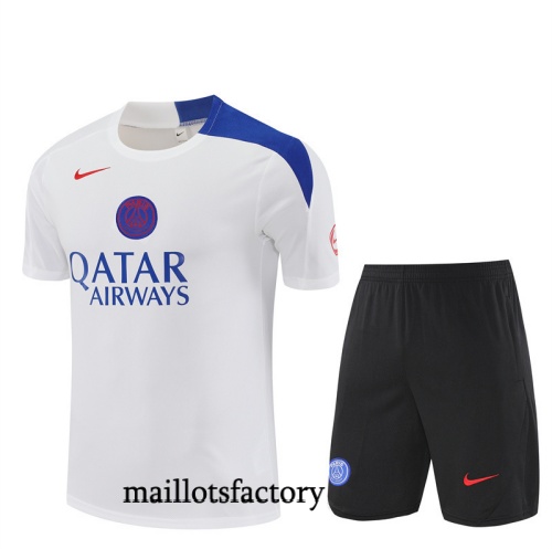 Achat Maillot d'entrainement PSG + Shorts 2025/26 Blanc/Noir/Bleu Kit