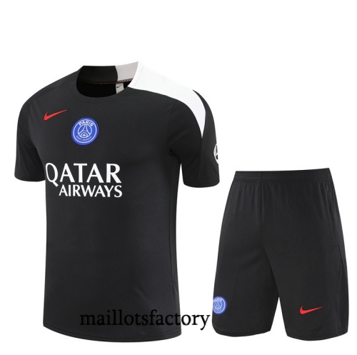 Achat Maillot d'entrainement PSG + Shorts 2025/26 Noir/Blanc Kit