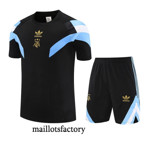Grossiste Maillot d'entrainement Argentine + Shorts 2025/26 Noir/Bleu/Blanc Kit