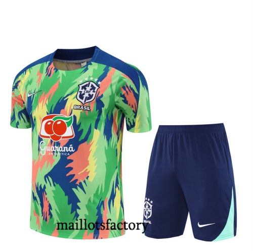 Achat Maillot d'entrainement Brésil Enfant + Shorts 2025/26 Vert Kit