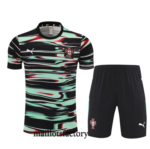 Grossiste Maillot d'entrainement Portugal + Shorts 2025/26 Vert/Noir Kit