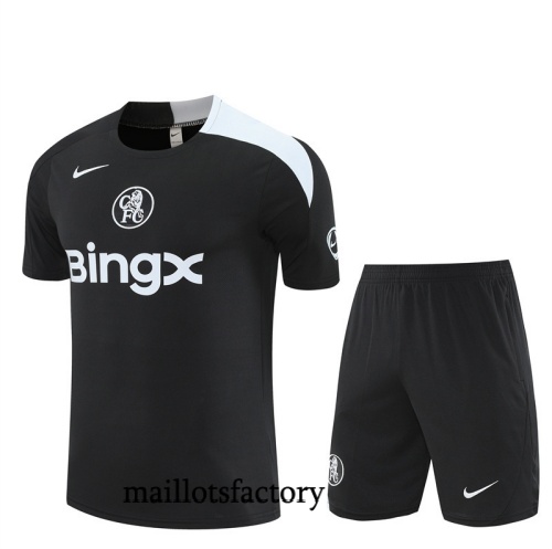 Soldes Maillot d'entrainement Chelsea Enfant + Shorts 2025/26 Noir/Blanc Kit