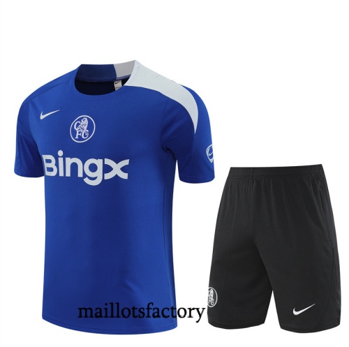 Site Maillot d'entrainement Chelsea + Shorts 2025/26 Bleu/Noir/Blanc Kit