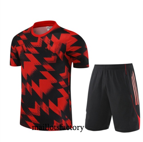 Grossiste Maillot d'entrainement Manchester United + Shorts 2025/26 Rouge/Noir Kit