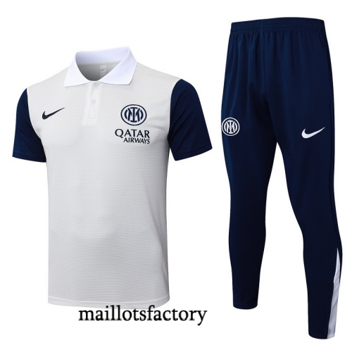 Grossiste Maillot d'entrainement Inter Milan Polo 2025/26 Blanc/Bleu Marine Kit