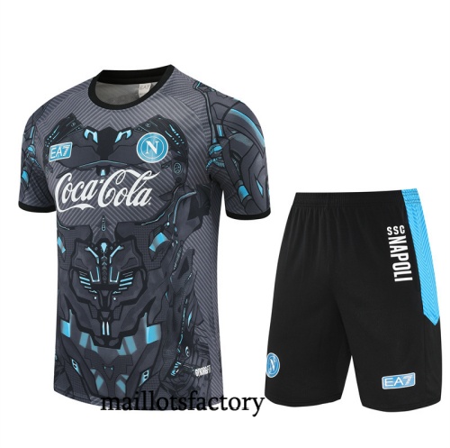 Grossiste Maillot d'entrainement Naples + Shorts 2025/26 Gris foncé/Noir Kit