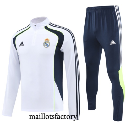Soldes Survetement Real Madrid 2025/26 Blanc/Bleu Marine/Vert
