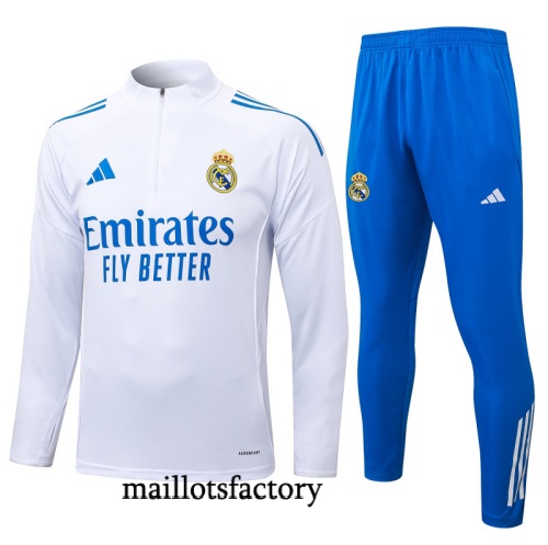 Vente Survetement Real Madrid 2025/26 Blanc/Bleu