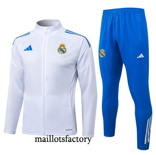 Vente Veste Survetement Real Madrid 2025/26 Blanc/Bleu