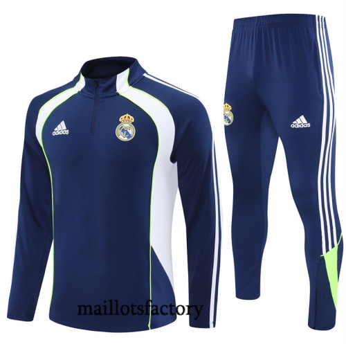 Soldes Survetement Real Madrid 2025/26 Bleu Marine/Blanc/Vert