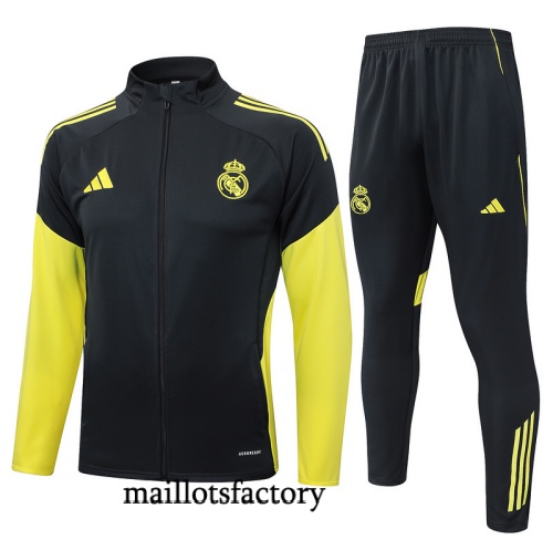 Achetez Veste Survetement Real Madrid 2025/26 Gris foncé/Jaune