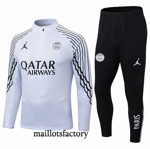 Soldes Survetement PSG 2025/26 Blanc/Noir