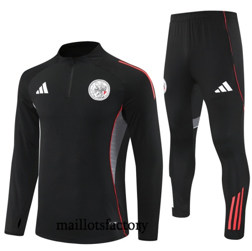 Site Survetement Enfant Ajax 2025/26 Noir/Rouge/Blanc/Gris
