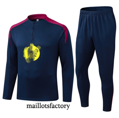 Grossiste Survetement Enfant Barcelone 2025/26 Bleu Marine/Rouge