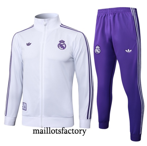 Achetez Veste Survetement Enfant Real Madrid 2025/26 Blanc/Violet