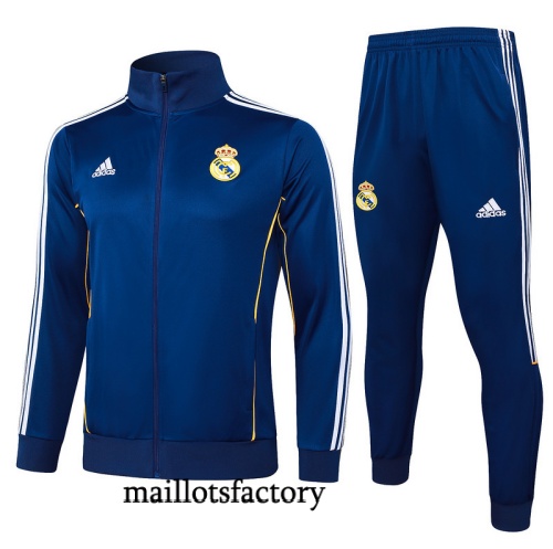 Soldes Veste Survetement Enfant Real Madrid 2025/26 Bleu Marine/Blanc