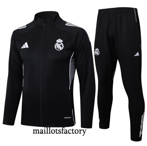 Achat Veste Survetement Enfant Real Madrid 2025/26 Noir/Blanc