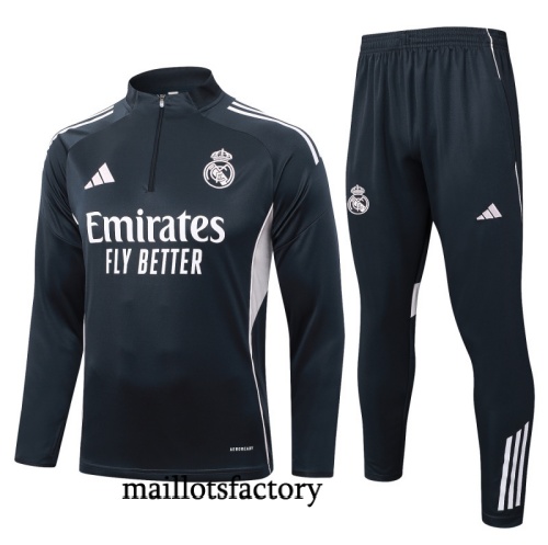 Soldes Survetement Enfant Real Madrid 2025/26 Gris foncé/Blanc
