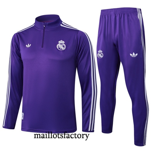 Soldes Survetement Enfant Real Madrid 2025/26 violet/Blanc