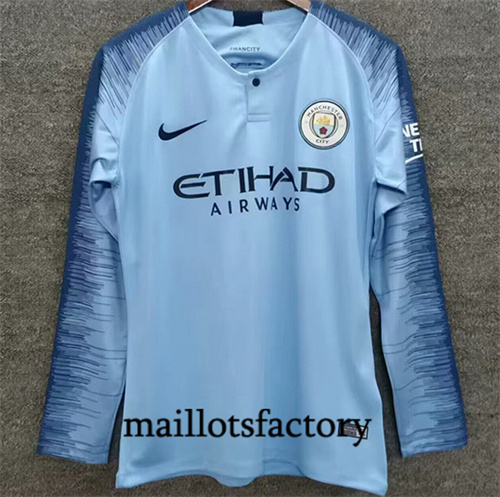 Maillot du Retro Manchester City 2019 Domicile Manche Longue