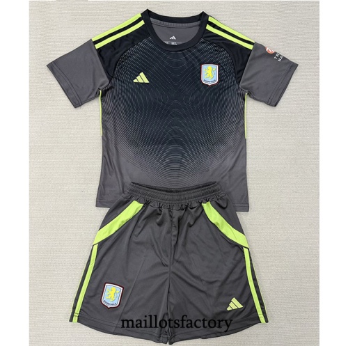 Maillot du Aston Villa Enfant 2025/26 Gardien De But Gris/Noir