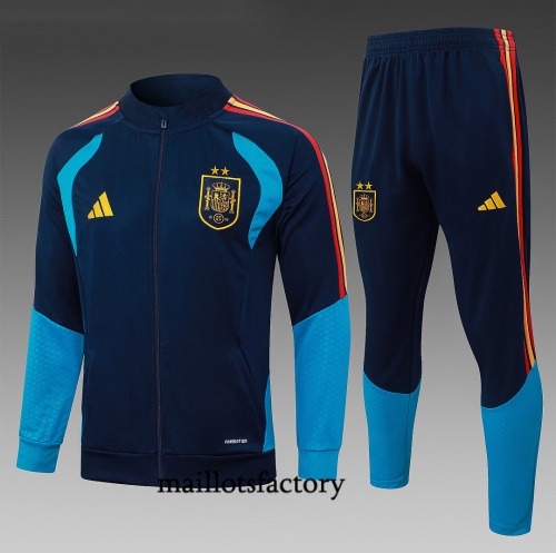 Maillotsfactory Grossiste Veste Survetement Enfant Espagne 2026/27 Bleu Marine 2 étoiles