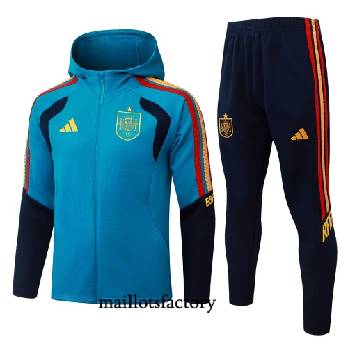 Maillotsfactory Grossiste Veste Survetement Enfant Espagne à capuche 2026/27 Bleu