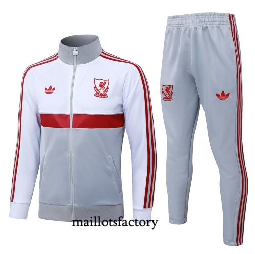 Maillotsfactory Nouveau Veste Survetement Enfant Liverpool 2026/27 Gris/Blanc