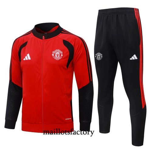 Maillotsfactory Grossiste Veste Survetement Enfant Manchester United 2026/27 Rouge/Noir