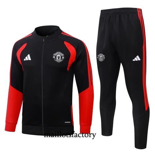 Maillotsfactory Grossiste Veste Survetement Enfant Manchester United 2026/27 Noir/Rouge