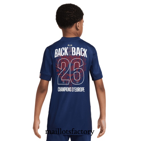 Maillotsfactory Nouveau Maillot du PSG Enfant 2025 Domicile 2 étoiles Champions D’Europe