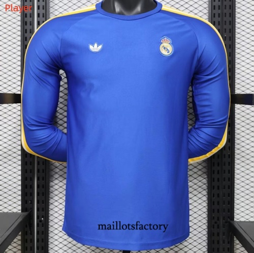 Maillotsfactory Site Maillot du Real Madrid Player Manche Longue Bleu 26