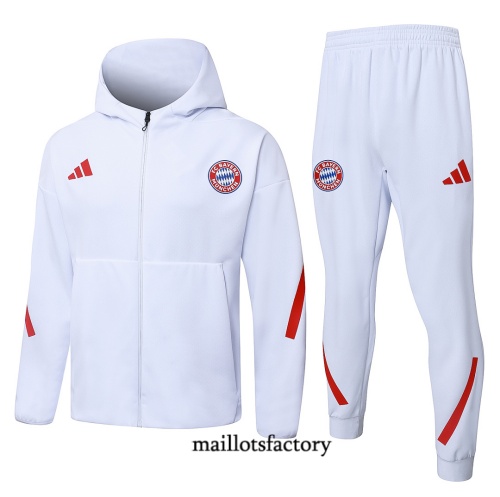 Maillotsfactory Soldes Veste Survetement Bayern Munich à capuche 2026/27 Blanc