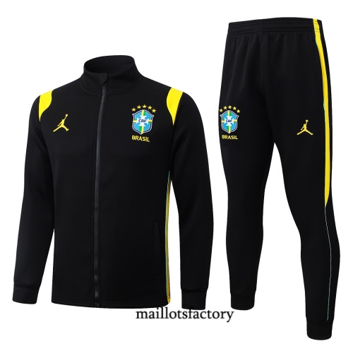 Maillotsfactory Site Veste Survetement Enfant Brésil 2026/27 Noir/Jaune