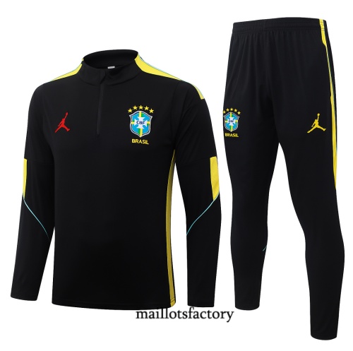 Maillotsfactory Soldes Survetement Enfant Brésil 2026/27 Noir/Jaune