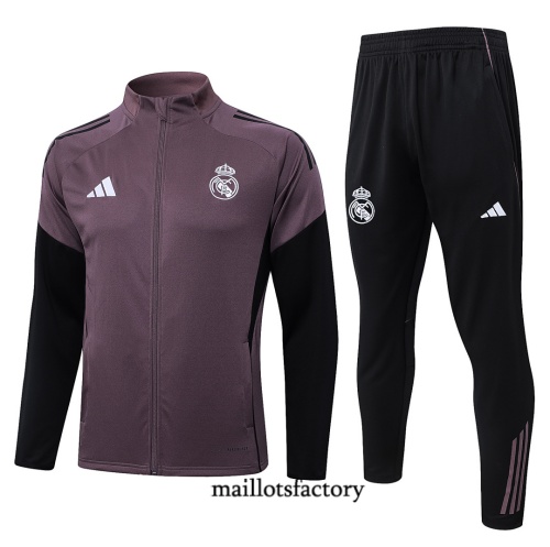 Maillotsfactory Soldes Veste Survetement Enfant Real Madrid 2026/27 Gris/Violet