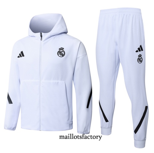 Maillotsfactory Soldes Veste Survetement Real Madrid à capuche 2026/27 Blanc