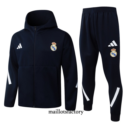 Maillotsfactory Achetez Veste Survetement Real Madrid à capuche 2026/27 Bleu Marine